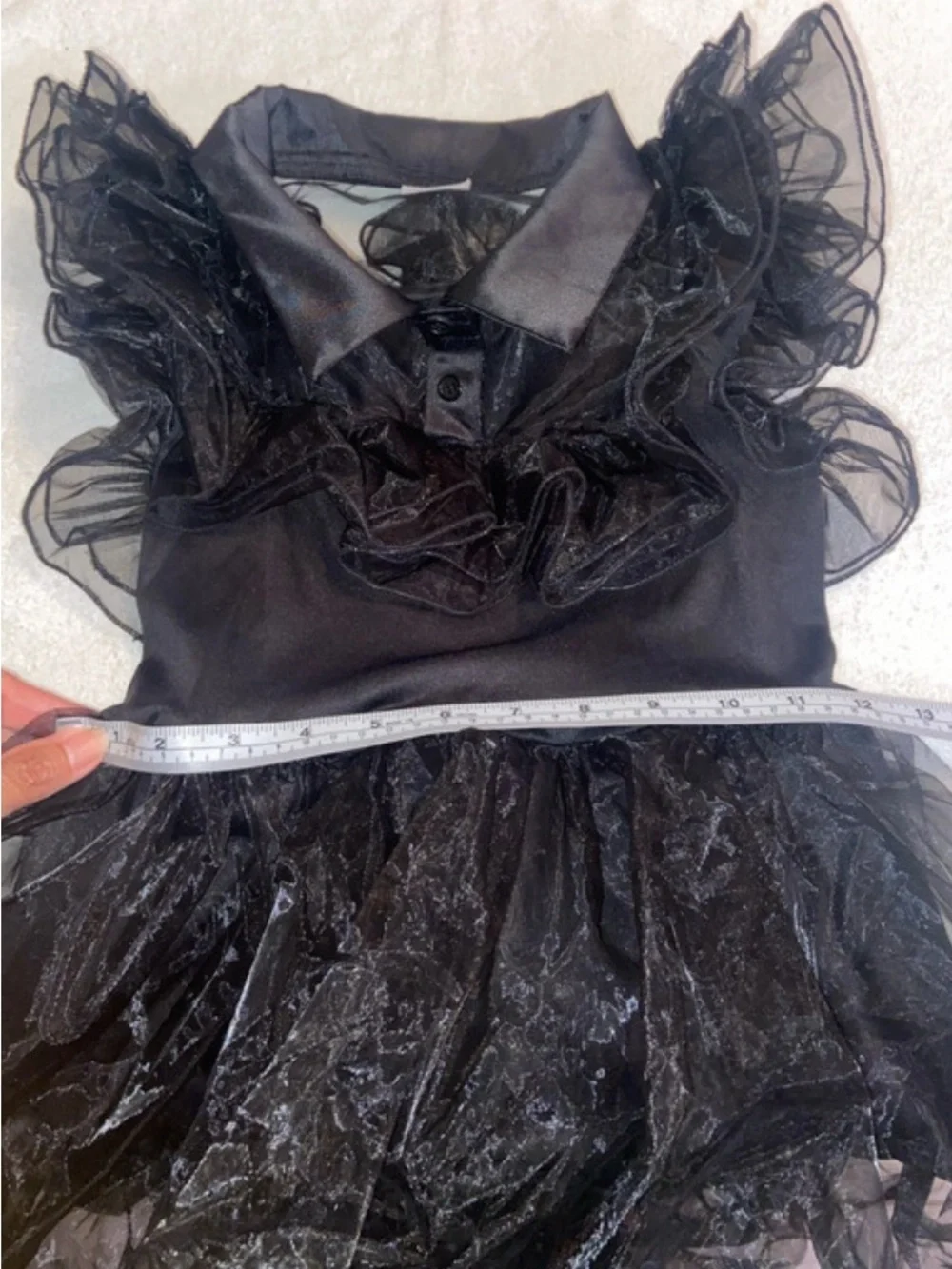 Wednesday Addams Costume Dress Girls Size M Black Ruffle Tulle Halloween Cosplay